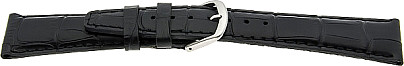   Uhrenarmband Kroko-Look Elegant Dornschließe - Leder, geprägt - schwarz 