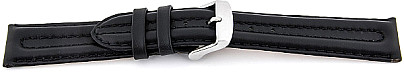   Uhrenarmband DP-107 Dornschließe - Extra gepolstert, Leder, glatt - schwarz 