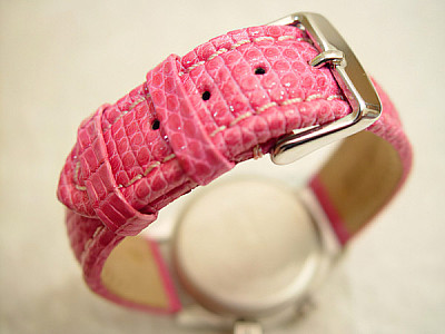   Uhrenarmband Echt Eidechse rosa mit Dornschließe 