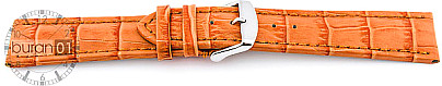   Uhrenarmband Kroko-Look Dornschließe - Leder, geprägt - Orange mit oranger Naht 