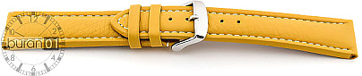   Uhrenarmband Eptide Dornschließe - Leder, genarbt - gelb mit weißer Naht 