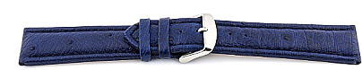   Uhrenarmband Dornschließe - Echt Strauß - dunkelblau mit blauer Naht 