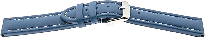   Uhrenarmband Glatt-87A Dornschließe - Leder, glatt - königsblau mit weißer Naht 
