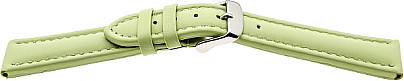   Uhrenarmband Glatt-87A Dornschließe - Leder, glatt - hellgrün mit weißer Naht 