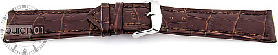   Uhrenarmband Kroko Look Dornschließe - Leder, geprägt - dunkelbraun 