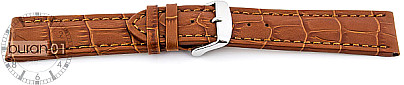   Uhrenarmband Kroko Look Dornschließe - Leder, geprägt - braun mit hellbrauner Naht 