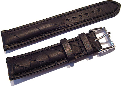   Uhrenarmband Sahara Dornschließe - Leder, geprägt, Extra gepolstert - schwarz 