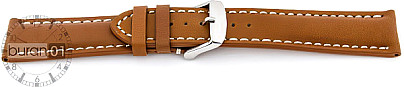   Uhrenarmband Nubuch Dornschließe - Extra gepolstert, Leder, genarbt - Orange mit weißer Naht 