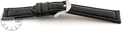   Uhrenarmband Shrunk Dornschließe - Leder, extra stark, Leder, genarbt - schwarz 