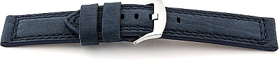   Uhrenarmband Leder, extra stark dunkelblau mit Dornschließe 