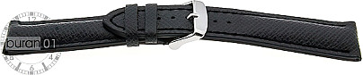   Uhrenarmband Leder, genarbt schwarz mit Dornschließe 