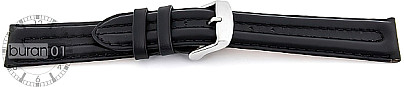   Uhrenarmband Wülste 109 Dornschließe - Leder, glatt - schwarz 