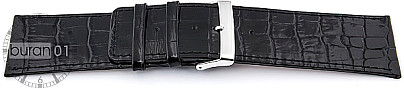   Uhrenarmband Kroko-Look Dornschließe - Leder, geprägt - schwarz 