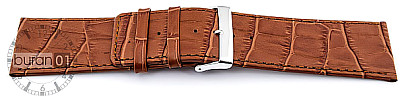   Uhrenarmband Kroko-Look Dornschließe - Leder, geprägt - hellbraun mit brauner Naht 