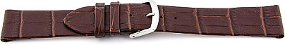   Uhrenarmband Kroko-Look Dornschließe - für feste Stege, Leder, geprägt - dunkelbraun ohne Naht 