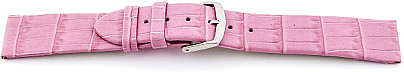   Uhrenarmband Kroko-Look Dornschließe - für feste Stege, Leder, geprägt - rosa ohne Naht 