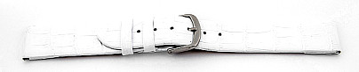   Uhrenarmband Kroko-Look Dornschließe - für feste Stege, Leder, geprägt - weiß ohne Naht 