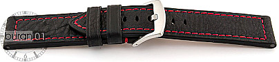   Uhrenarmband Luminar Dornschließe - Leder, extra stark - schwarz mit roter Naht 