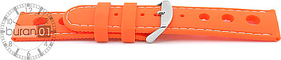   Uhrenarmband Sport-gelocht Dornschließe - Silikon - Orange mit weißer Naht 