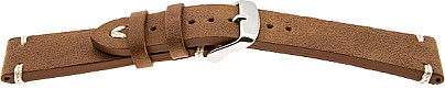   Uhrenarmband V-Band Dornschließe - Leder, extra stark, Leder, glatt - hellbraun mit weißer Naht 