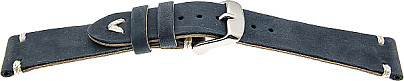   Uhrenarmband V-Band Dornschließe - Leder, extra stark, Leder, glatt - dunkelblau mit weißer Naht 