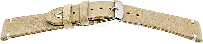   Uhrenarmband V-Band Dornschließe - Leder, extra stark, Leder, glatt - beige mit weißer Naht 