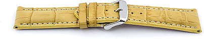   Uhrenarmband Kroko Look 17J Dornschließe - Leder, geprägt, XS-Größen - gelb mit weißer Naht 