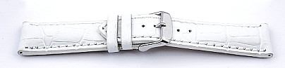   Uhrenarmband Kroko Look 17J Dornschließe - Leder, geprägt, XS-Größen - weiß 