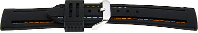   Uhrenarmband Paner Dornschließe - Silikon - schwarz mit oranger Naht 