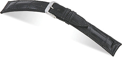   Uhrenarmband Echt Alligator schwarz mit Dornschließe 